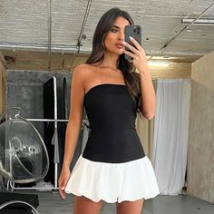 #vestige #dress Streetwear Overalls, Y2k Beach, Club Party Dresses, Bubble Hem, Club Party, Strapless Mini Dress, 2024 Fashion, Evening Party Dress