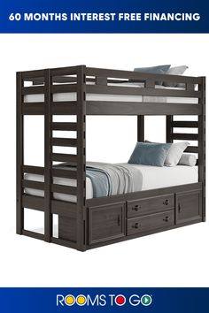 the bunk bed has drawers underneath it