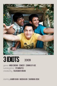 three men are posing for the camera in front of a window with ivy growing on it