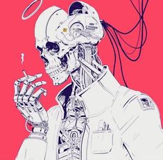 Cyberpunk Drawing, Electric Art, Steampunk Character, Skeleton Drawings, Cyborgs Art, Skulls Drawing, Arte Van Gogh, Animatronic Fnaf, Cyberpunk Aesthetic