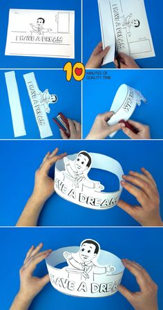 instructions to make a paper princess tiara with pictures on the front and back side