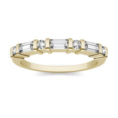 0.47ctw DEW Step Cut Baguette Forever One Near-Colorless (GHI) Moissanite Multi Stone Wedding Band Ring in 14K Yellow Gold, Size 5.0 Baguette Wedding Bands, Conflict Free Engagement Ring, Modern Wedding Band, Moissanite Engagement Rings, Stone Wedding, Forever One Moissanite, Step Cut