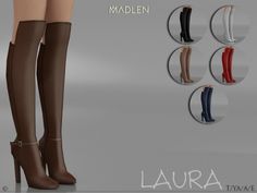 the legs and boots are all different color options for women in high heels, knee - high