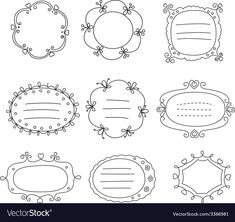 a set of decorative frames and labels