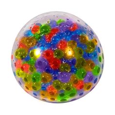 a ball filled with lots of different colored gummy bears