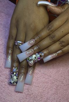 Duck Nails Y2k, Nails Y2k, Hard Nails, Duck Nails, Drip Nails, Ombre Acrylic Nails, Colored Acrylic Nails, Cute Acrylic Nail Designs