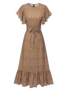 30-70% OFF✓ Fast Shipping✓Discover vintage elegance with the Camel Color 1940s Polka Dots Ruffles Dress from Retro Stage. Polka dots and ruffles create a charming, retro-inspired look. Best Dress For Girl, Retro Stage, Ruffles Dress, Maxi Outfits, Vintage Elegance, Camel Color, Retro Inspired, Ruffle Dress, Ankle Length