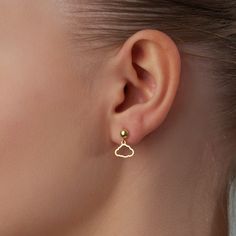 Looking for a minimalist and adorable cloud earrings that will make you stand out? Look no further than these 14k gold cloud earrings! Crafted from high-quality gold, these Cloud Earrings are designed to last for years to come. Their simple yet striking design is perfect for those who appreciate understated elegance, making them the ideal choice for anyone who wants to add a touch of sophistication to their everyday look. Not only do these earrings look great, but they are also incredibly comfor Minimalist Jewelry Earrings, Short Earrings, Cloud Earrings, Gold Minimalist Jewelry, Simple Gold Earrings, Dangle Earrings Gold, Minimal Earrings, Earrings Simple, Minimal Jewelry