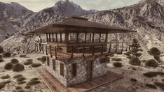 an artistic rendering of a building in the desert