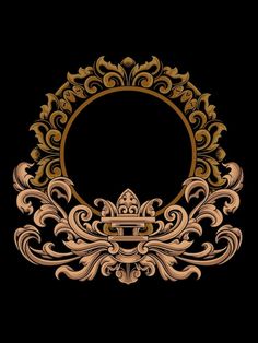 an ornate gold frame on a black background