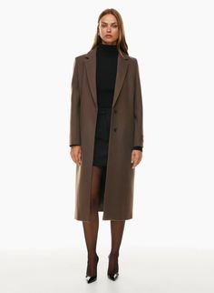 ESTATE COAT | Aritzia Stedman Coat, Navy Coat, Great Coat, Wind Protection, Wool Coats, Wool Coat Women, Long Wool Coat, Single Breasted Coat, Brown Coat