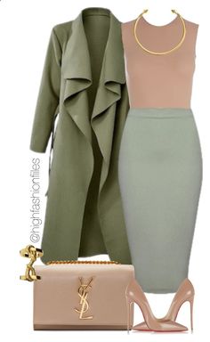 Khaki? by highfashionfiles on Polyvore featuring Maison Margiela, Christian Louboutin, Yves Saint Laurent and OBEY Clothing Khaki Dresses, Obey Clothing, Elegante Casual, Dresses Outfits, Khaki Dress, Business Outfit, Mode Inspiration, Work Outfits, Louboutin Shoes