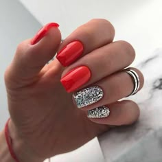 Red Nails Glitter, Milky Nails, Glitter Gel Nails, Smink Inspiration, Nails Polish