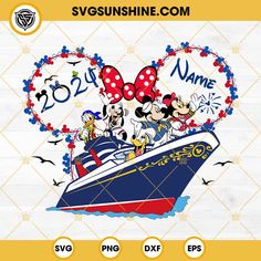 Custom Disney Characters Cruise Trip SVG, Mouse And Friends Cruise Trip SVG, Disney Minnie Head SVG Ship Clip Art, Cruise Disney, Cruise Svg, 48 Birthday, Ship Decor, Cruise Trip, Svg Disney, Glass Wrap