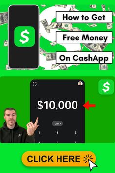 a man is holding up his phone with money coming out of it and the text, how to get free money on cash app