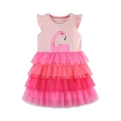 Get your little one ready for summer with our FLAMINGO layered tulle dress! This cute pink dress features a playful flamingo print and fly sleeves, perfect for your baby girl to stay cool and stylish. A must-have for any summer occasion! Layered Tulle Dress, Pink Toddler Dress, Tulle Tutu Dress, Girls Short Dresses, Flamingo Dress, Vestidos Color Rosa, Childrens Clothes Girls, Girls Casual Dresses, Girls Dresses Summer