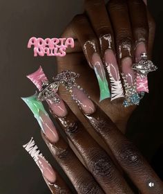 Duck Tip Nails, Junk Nails, Punk Nails, Drip Nails, Colored Acrylic Nails, Cute Acrylic Nail Designs, Glamorous Nails, Exotic Nails, Acrylic Nails Coffin Pink