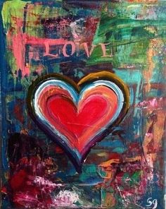 a painting with a heart on it that says i love you