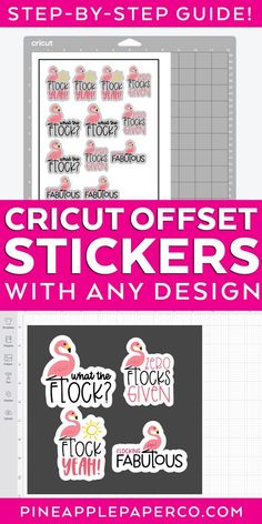 the cricut - toef set stickers with any design is shown in pink and