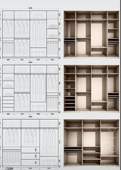 the diagram shows different sections of closets and shelves with measurements for each individual section