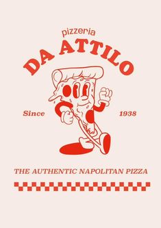 the logo for da attilo pizza, which is also in red and white