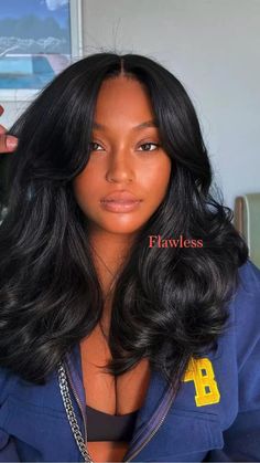 Middle Part Hairstyles For Black Women Curls Medium Lengths, Hair Extension Ideas Black Women, Long Layered Haircuts With Curtain Bangs Black Woman, Lob Hairstyles Black Women, Long Hair Layers Black Women, Layers For Curly And Straight Hair, Center Part Hairstyles Black Women, 16 Inch Hair Extensions Black Women, Side Part Medium Length Hair Black Women