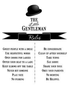 the little gentleman rules are in black and white with an image of a hat on top