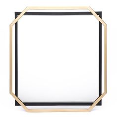 a black and gold framed mirror on a white background