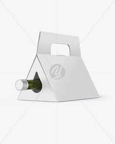 a white box with a wine bottle in it