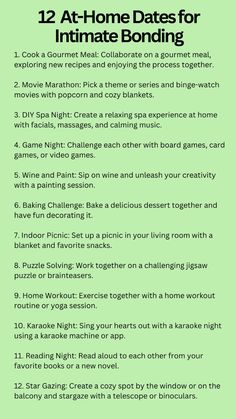 Stay in and grow closer with these cozy new couple date ideas. Ideal for building intimacy in the comfort of your own space. #NewCoupleDateIdeas #AtHomeDates #CoupleTime Simple Couple Date Ideas, Things To Do With Your Significant Other, Cute Intimate Date Ideas, Chill Dates Ideas, Couple Date Ideas Creative, Night Time Date Ideas, Married Date Ideas, Date Ideas For Each Month, Things To Do W Bf At Home