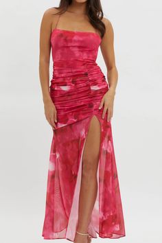 Shop the Apryl Ruched Lace-Up Back Dress Pink | Selfie Leslie Pink Selfie, Lace Up Back Dress, Selfie Leslie, Cute Prom Dresses, Back Dress, Long Dresses, Dress Pink, Pink Print, Dress Backs