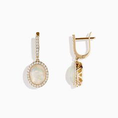 Effy 14K Yellow Gold Opal and Diamond Drop Earrings 14k Gold Halo Design Drop Earrings, 14k Gold Halo Setting Earrings For Gift, 14k Gold Halo Setting Earrings, 14k Gold Halo Setting Earrings As Gift, 14k Gold Halo Earrings, 14k Gold Halo Drop Earrings, 14k Gold Halo Earrings For Gift, 14k Gold Halo Earrings As Gift, Halo 14k Gold Earrings As Gift