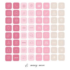 many different pink and white square icons