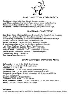 the instructions for goat conditions and treatments