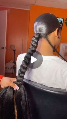 Ponytail With Braided Hair, Slick Low Braided Ponytail, One Goddess Braid Ponytail, Quick Kanekalon Hairstyles, Knotless Braided Ponytail, Single Ponytail Braid, Ponytail Braid With Extensions