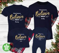 Polar Express Family Pjs, Polar Express Pjs, Family Christmas Shirts Polar Express, Polar Express Family Shirts, Polar Express Pajamas Family, Polar Express Gift Ideas, Polar Express Outfit Ideas, Polar Express Shirt Ideas, Christmas Pjs Family Picture Ideas