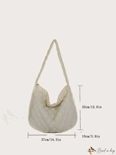 BirdinBag - Chic Quilted Hobo Bag with Elegant Argyle Pattern Hobo Bag Patterns, Chic Quilts, Beige Bag, Argyle Pattern, Hobo Bag, Bag Pattern, Top Handle, Crossbody Bags, Size Chart