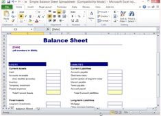 a balance sheet in microsoft office