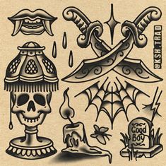 an old school tattoo design set