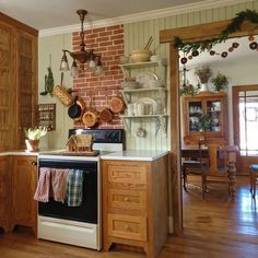 the kitchen is clean and ready to be used for cooking or baking, as well as other things that are on display