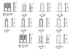 various types of doors and windows are shown in the diagram above, which shows how to draw