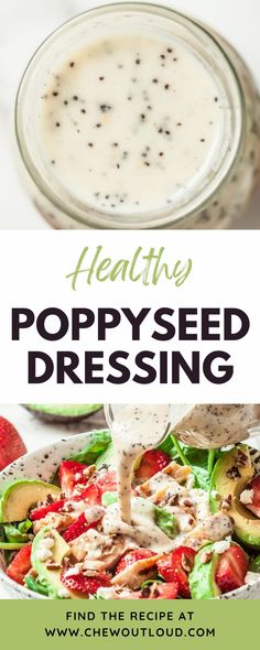 healthy poppy seed dressing recipe with text overlay