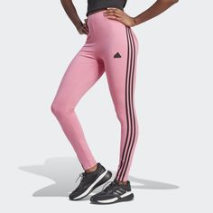 Adidas Leggings, Casual Bottoms, Adidas Shop, Women Lifestyle, Hottest Fashion Trends, Striped Leggings, Pink Adidas, Girls Leggings, Pink Leggings