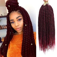 PRICES MAY VARY. 1.Material:Synthetic Low Temperature Fiber,Senegalese Twist Crochet Braids Braiding Hair extensions,Crochet Braids hair 2.Features: Smooth Wavy,Soft,Natural Shining,Light Weight,No smell and Easy To Install 3.Length:18 Inch Weight:70g/Pack Color:1B/BG 4.Package:12 Stands/Pack ,6 Packs/Lot . Uauslly 6 Packs can make a head 1. Material: The havana twist crochet hair is made of high quality synthetic high temperature fiber, it is large senegalese twist crochet braids style, mambo b Brown Sengelese Twist, Marley Afro Crochet, Havanna Twist, Havana Twist Hairstyles, Senegalese Twist Crochet Braids, Crochet Box Braids, Havana Twist, Crochet Braid Styles, Senegalese Twist