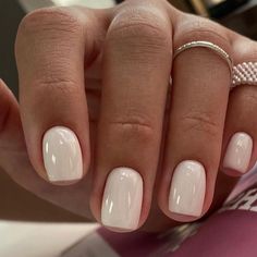 Casual Nails, روتين العناية بالبشرة, White Nail, Elegant Nails, Cute Acrylic Nails, Nail Manicure