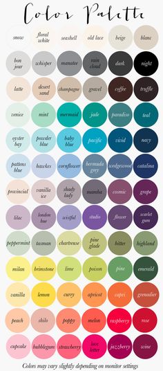 the color chart for different shades of paint