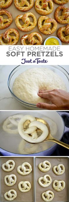 homemade soft pretzels that are just out of the oven