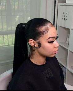 Two Braids With Weave In The Back, 3 Part Ponytail, High Ponytail Styles, Hair Stripes, Tail Hairstyle