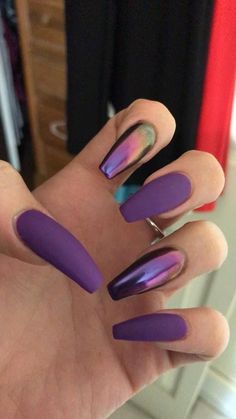 Purple Ombre Nails, Nail Art Designs Images, Purple Acrylic Nails, Pointy Nails, Purple Acrylic, Goth Nails, Vacation Nails