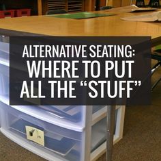 the words alternative seating where to put all the stuff in front of an office desk